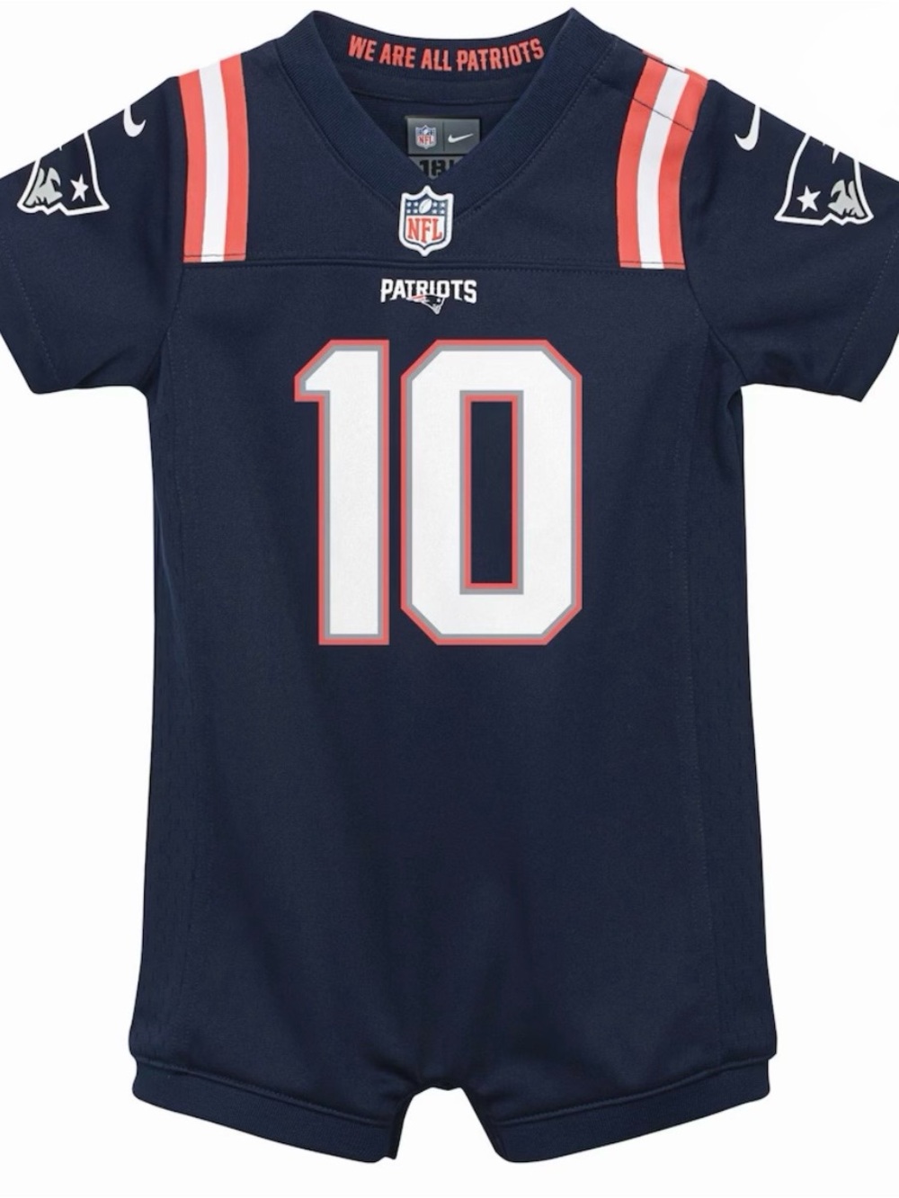 Newborn & Infant Nike Mac Jones Navy New England Patriots Game Romper Jersey